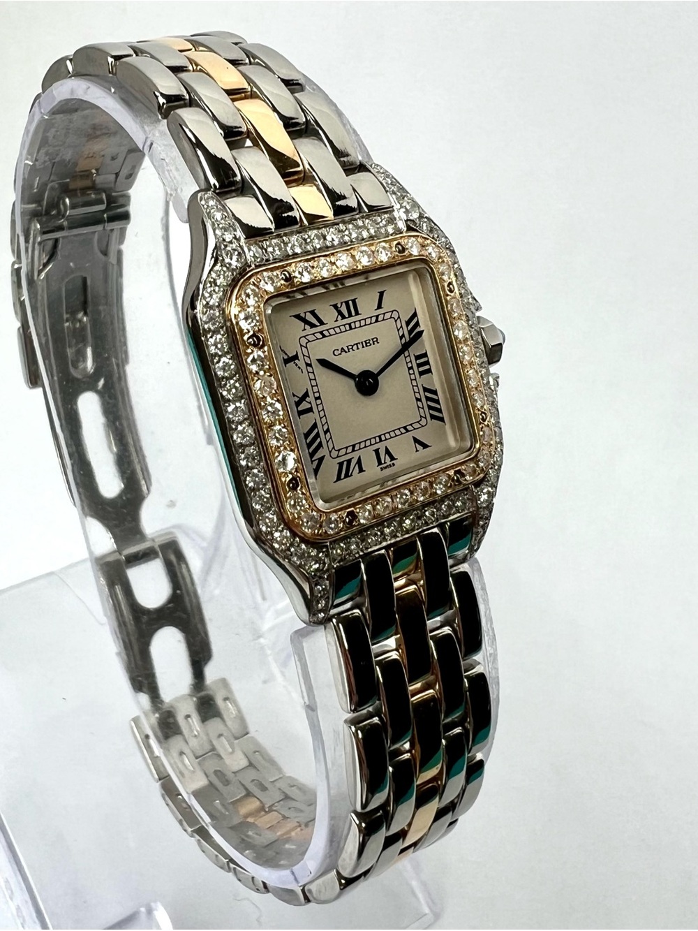 CARTIER PANTHERE Quartz 23mm 1 Row Gold 0.86TCW DIAMOND Watch Cream Dial - Picture 4 of 7